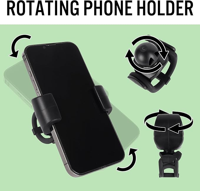 Golf Push Cart Phone Holder - Silicone Phone Mount Compatible with Clicgear, Sun Mountain, Caddytek, Rovic, Caddy, Bag Boy & More- Golf Push Cart Accessories for Cell Phones