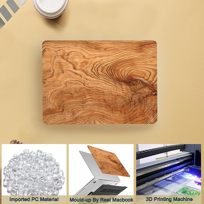 Case Cover for MacBook Pro 14 inch 2025-2021 Release M4 M3 M2 M1 Pro/Max (Model A2442 A2779 A2918 A2992 A3112 A3185 A3401),14.2" Hard Case & Soft Keyboard Cover,Brown Wood Grain