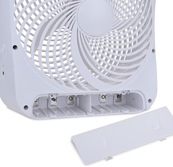 Treva 10-Inch Portable Fan, Powered by Battery and/or AC Adapter - Desk Fan Air Circulating with 2 Cooling Speeds for Personal and Travel Use (White)