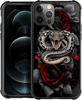 for iPhone 11 Pro Max Case, Entwined Rose Snake Pattern Graphic Design Girl Boy Soft Silicone Hard Acrylic Shock Protection for iPhone 11 Pro Max