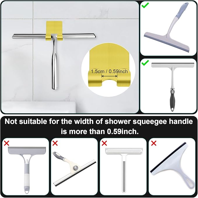 CGBE Razor Holder for Shower, 4 Packs Razor Holder and 4 Packs Shower Hooks, Self Adhesive Shaver Holder Hanger Hooks for Bathroom, Damage Free Wall Hooks for Razor Shaver Loofah Sponge - Gold