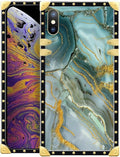 Compatible with iPhone XR Case, Golden Texture Marble Veining Luxury Golden Decoration for Girl Women Soft TPU Shockproof Protective Hard PC Back for iPhone XR