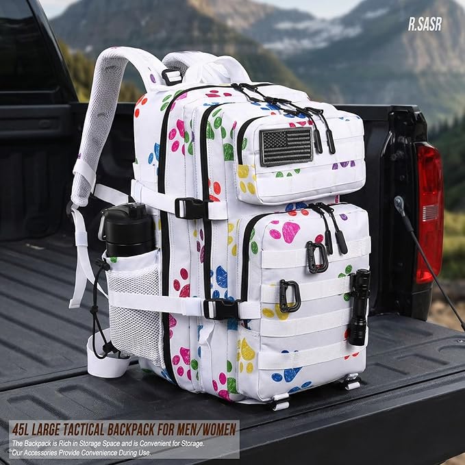 45L Tactical Backpack for Men Women, Military Assault Pack with MOLLE, Large 3 Day Bug Out Bag for Hiking Camping