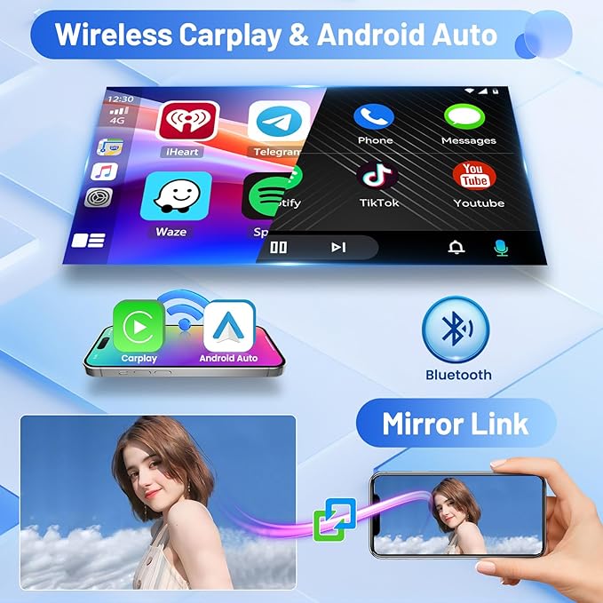 Inefala 4+64G Radio for Jeep Compass Patriot 2007 2008 2009 Android 15 CarPlay Stereo IPS 10.1" Touchscreen Android Auto Bluetooth 5.0 GPS EQ 13UI Backup Camera