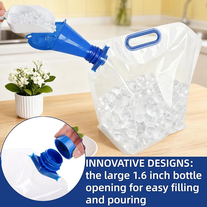 AVLA 6 Pack Collapsible Water Container Bag, 1.5 Gal Clear Plastic Foldable Storage Jug, No-Leak Freezable Camping Carrier Tank, Folding Hiking Hydration Canteen for Outdoor Sport Riding Mountaineer