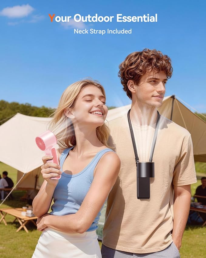 Portable Handheld Turbo Fan, 199 Gear Speed, 24 Hs Cooling Time, 5500mAh Rechargeable Mini Personal Hand Fan, Foldable Design, Travel Essentials, Beach Vacation, Gifts for Women, Men,Pink