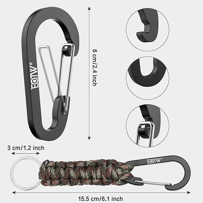 EOTW Paracord Keychain for Men Women Paracord Carabiner Backpack Keychain with Aluminum Clip for Camping Hiking Outdoor Gear