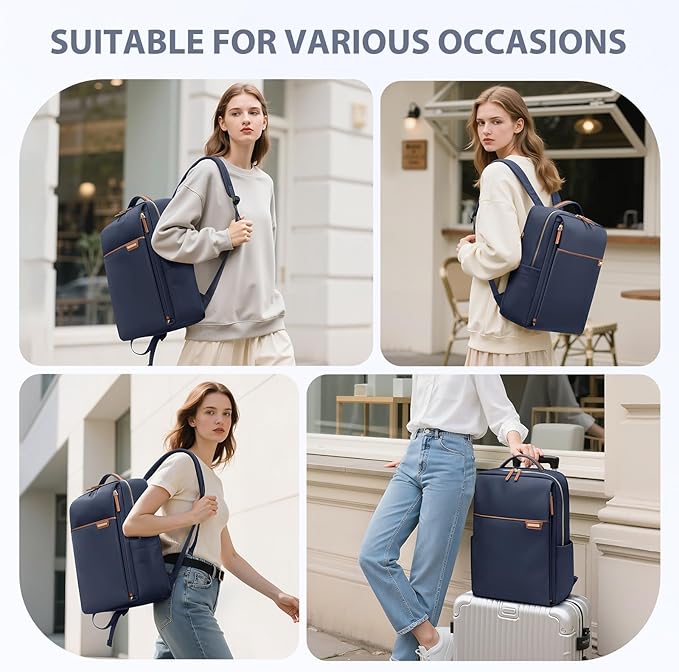Laptop Backpack for Women, Work Business Traval Computer Backpacks with Laptop Compartment Waterproof Casual Daypack for Travel College,16Inch,Navy Blue