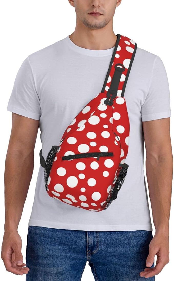 Mushroom Dots Sling Bag For Women Men Fashion Backpack Crossbody Red Mushroom Shoulder Bag Sling Backpack Chest Bag Travel Hiking Casual Sport Daypack