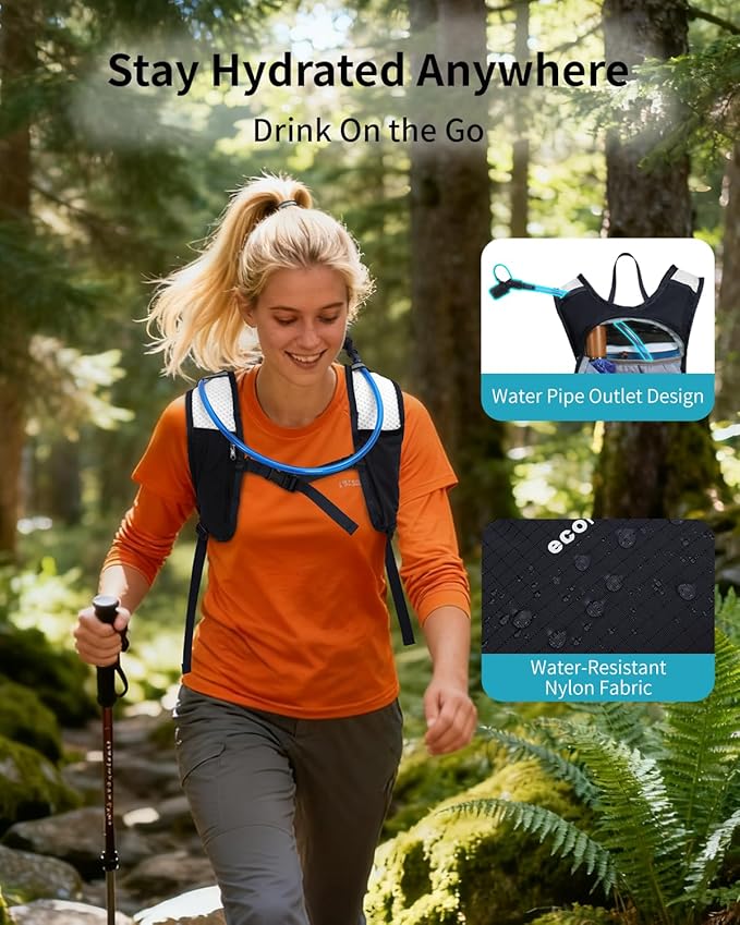 ECOHUB Hydration Backpack with 2L Water Bladder, Lightweight Running Hydration Pack for Men Women, Breathable Hiking Cycling Backpack for Outdoor Sports Marathon Travel