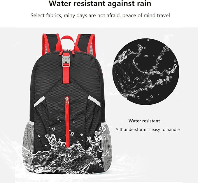 levayhill 25L Foldable Backpack & Bucket Hat 2 IN1 Combo, Lightweight packable Travel Set, Compact Daypack Sun Fisherman Hat (Black)