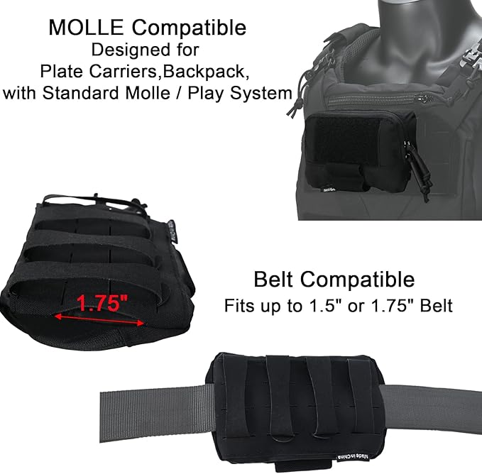 Tactical Molle Admin Pouch Chest Rig Small Molle Chest Pouch Utility MOLLE/Belt Pouch Tactical Vest Pouch Storage Organizer Panel for Tactical Vest 1.75'' Belt Molle Platform