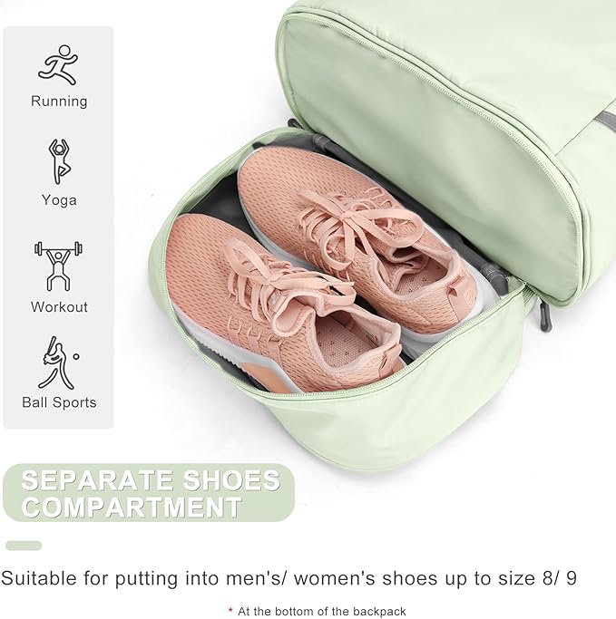 coofay Gym Backpack For Women Waterproof Backpack With Shoe Compartment Lightweight Travel Backpack Sports Backpacks Small Gym Bag