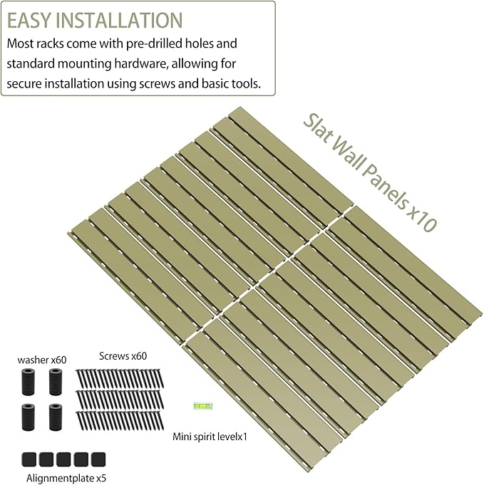 Gun Racks for Wall, Heavy-Duty Aluminium Slatwall Panels Gun Wall Mount Storage, 10 Pieces Panels