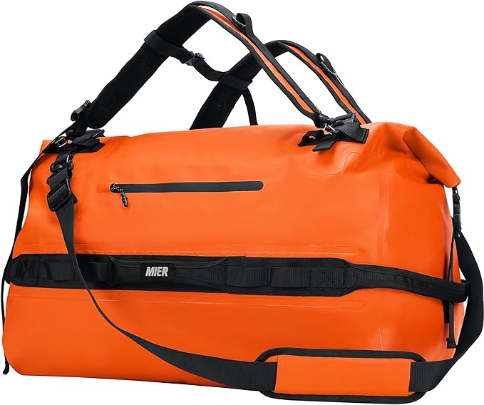 MIER Waterproof Duffel Bag Motorcycle Dry Bag Backpack Large Roll-Top Heavy Duty Dry Duffle Bags for Kayaking Camping Boating Gym Beach Cruise Ship, 60L/80L
