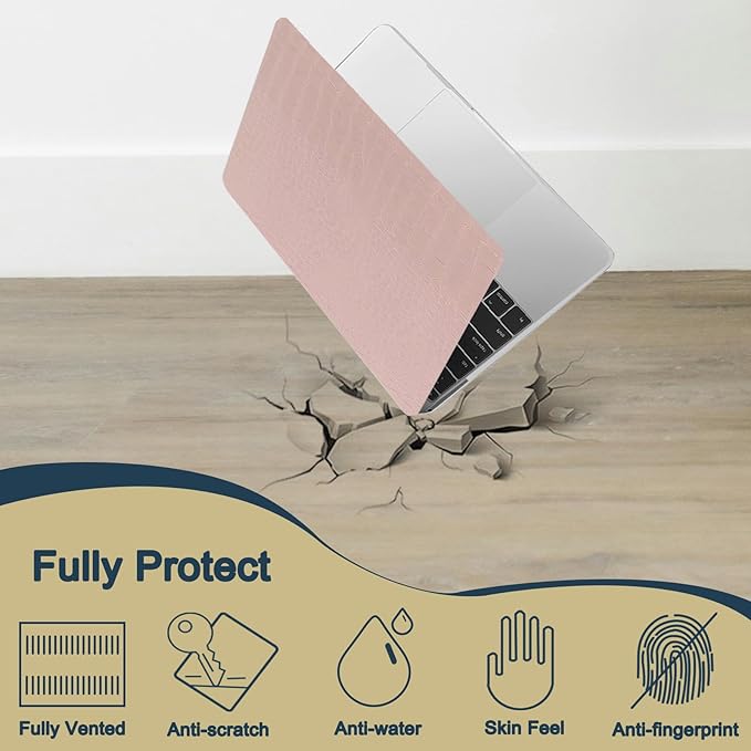 Case for New MacBook Pro 15 inch 2019 2018 2017 2016 Release (Model A1990 A1707),Anti-Fingerprint Hardshell Protective Case Cover & Keyboard Cover for Pro 15.3",Pink Crocodile Skin
