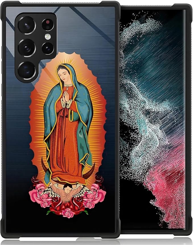for Samsung Galaxy S23 Ultra Case, Red Virgen Guadalupe Pattern Graphic Design Girl Boy Soft Silicone Hard Acrylic Shock Protection for Samsung Galaxy S23 Ultra