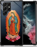 for Samsung Galaxy S23 Ultra Case, Red Virgen Guadalupe Pattern Graphic Design Girl Boy Soft Silicone Hard Acrylic Shock Protection for Samsung Galaxy S23 Ultra
