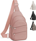 Tuwubi Crossbody Bags for Women, Sling Bag for Men, Small Hiking Backpack Anti Theft Lightweight for Outdoors Travel (L, Pink)