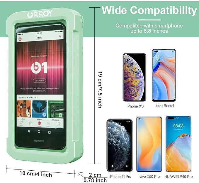 URROY Shower Phone Holder Waterproof, 360° Rotation Shower Phone Case, Anti-Fog High Sensitivity Universal Cover Mount Stand for Bathroom Wall Mirror Bathtub Kitchen, Gift for Men Women New Mint