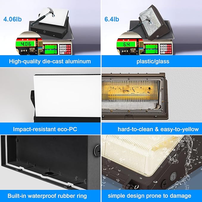 ledmo 150W Outdoor LED Flood Light Switch Control Full 360 Rotation Exterior Wall Pack Lights 21000lm 5000k Modern Security Commercial Wall Mount Fixture for House Shop Barn Warehouse Building