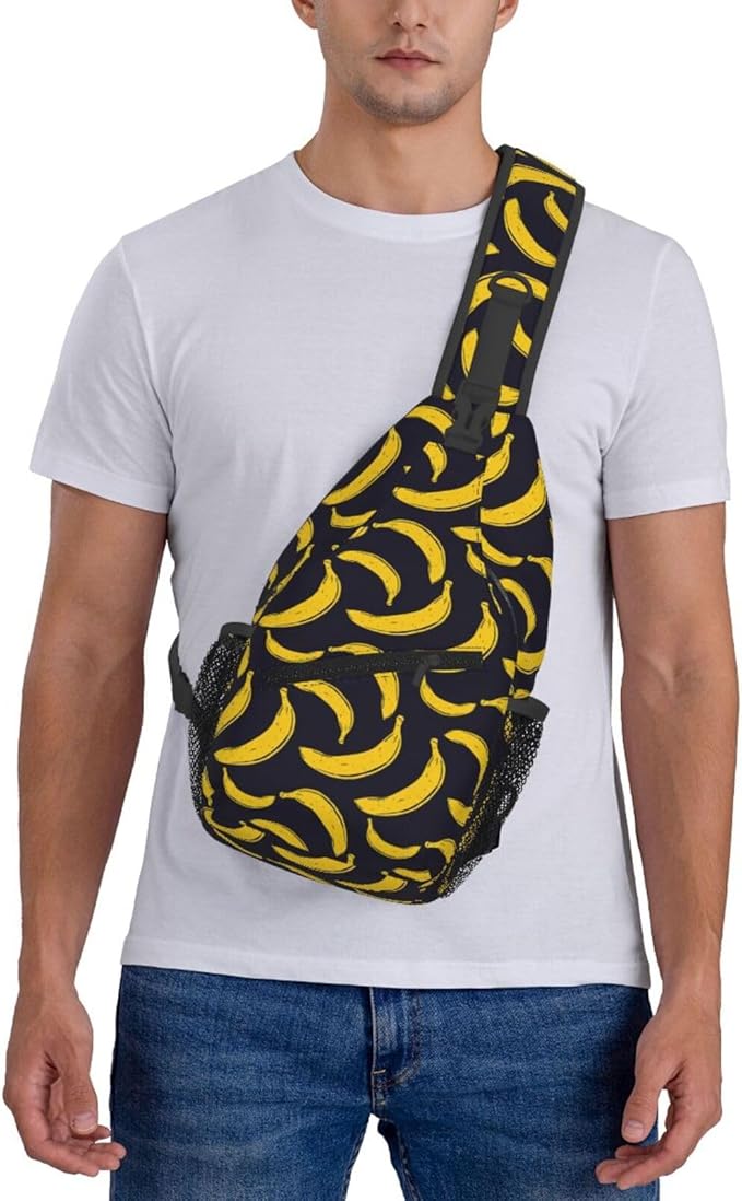 Pop Art Banana Sling Bag For Women Men Fashion Fruits Print Backpack Crossbody Shoulder Bag Sling Backpack Chest Bag Travel Hiking Casual Sport Daypack
