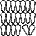 20PCS M8 Heavy Duty Carabiner Clip, 3Inch Snap Hook Quick Link Small Carabiner Clips,Spring Link Buckle for Fishing Camping Hammock Dog Leashes-550LBS Holding Capacity (Black)