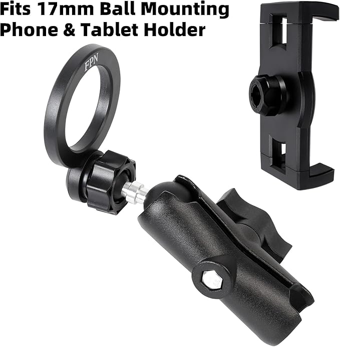 1" to 17mm (0.67") Ball Adapter, Compatible with RAM Mounts B Size Double Socket Arm, Suitable for Garmin GPS Mount and 17mm Swivel Ball Mounting Phone Holders