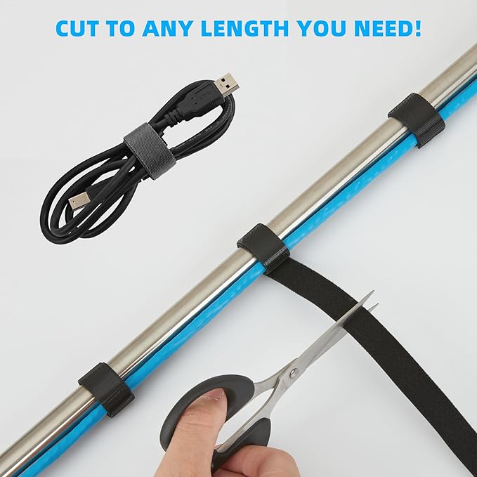 30 Ft x 1 inch Hook and Loop Roll, Reusable Fastening Cable Ties, Multi-Purpose Cable Management Wire Ties Cable Straps for Organizing Home, Office and Data Centers