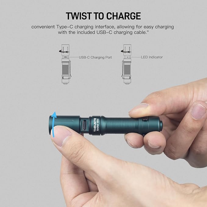 ThruNite Archer Mini Pocket EDC Pen Flashlight, USB-C Rechargeable Mini LED Flashlights, 405 Lumens Slim Pen Light with Clip for Inspection, Everyday Carry and Emergency Use - Blue Cool White