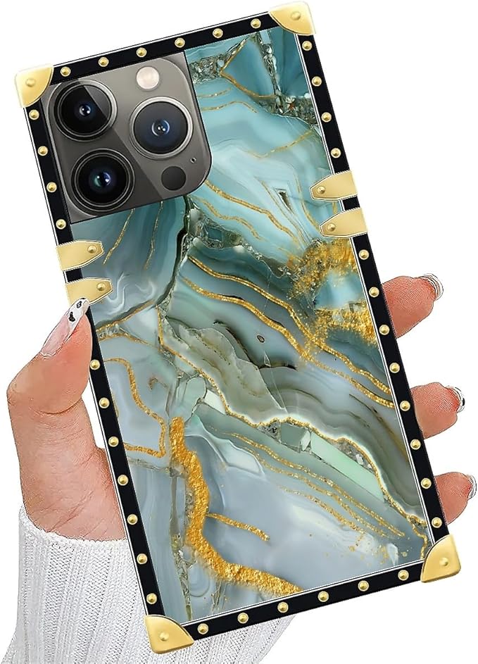 Compatible with iPhone 13 Pro Case, Golden Texture Marble Veining Luxury Golden Decoration for Girl Women Soft TPU Shockproof Protective Hard PC Back for iPhone 13 Pro