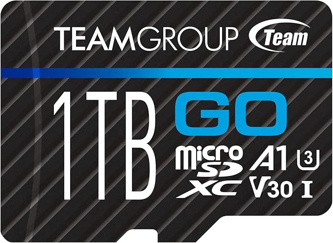 TEAMGROUP GO Card 1TB MicroSDXC UHS-I U3 V30 4K for Action Cameras & Drone High Speed Flash Memory Card with Adapter for Outdoor Sports&Vlog, 4K Shooting,GoPro&Insta360&DJI TGUSDX1TU303