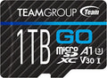 TEAMGROUP GO Card 1TB MicroSDXC UHS-I U3 V30 4K for Action Cameras & Drone High Speed Flash Memory Card with Adapter for Outdoor Sports&Vlog, 4K Shooting,GoPro&Insta360&DJI TGUSDX1TU303