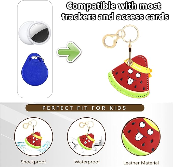 Leather Keychain Holder Case Compatible with AirTag,Cute air tag Cover with Keychain Ring,GPS Tracker Case for Keys