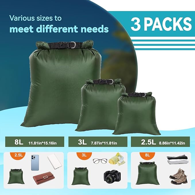 6PCS Dry Bags Waterproof, Lightweight Dry Bags for Kayaking Waterproof，Outdoor Waterproof Bag for Kayaking Hiking Boating Camping