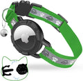 Breakaway AirTag Cat Collar, Reflective Cat Tracker Collar with Air Tag Holder and Bell, Safety Elastic Band Cat GPS Collars for Girl Boy Cats, Kittens and Puppies (Emerald, 8-13'')