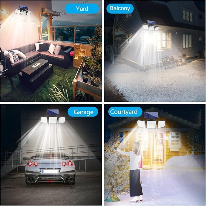 Solar Lights Outdoor with Motion Sensor, 2500LM 167 LED Security Lights with Remote Control, 270° Wide Angle Flood Wall Lights with 3 Modes, LED Flood Light for Garage Yard Entryways Patio
