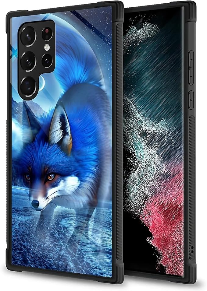 for Samsung Galaxy S23 Ultra Case, Snowy Mountain Fox Lake Pattern Graphic Design Girl Boy Soft Silicone Hard Acrylic Shock Protection for Samsung Galaxy S23 Ultra