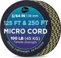 TECEUM Micro Paracord – 1.18 mm X 125 ft – Micro Utility Cord – Thin Braided Paracord Rope – Best for Crafting, DIY Projects, Fishing, Camping – Wind Chime Replacement – Survival Strong String