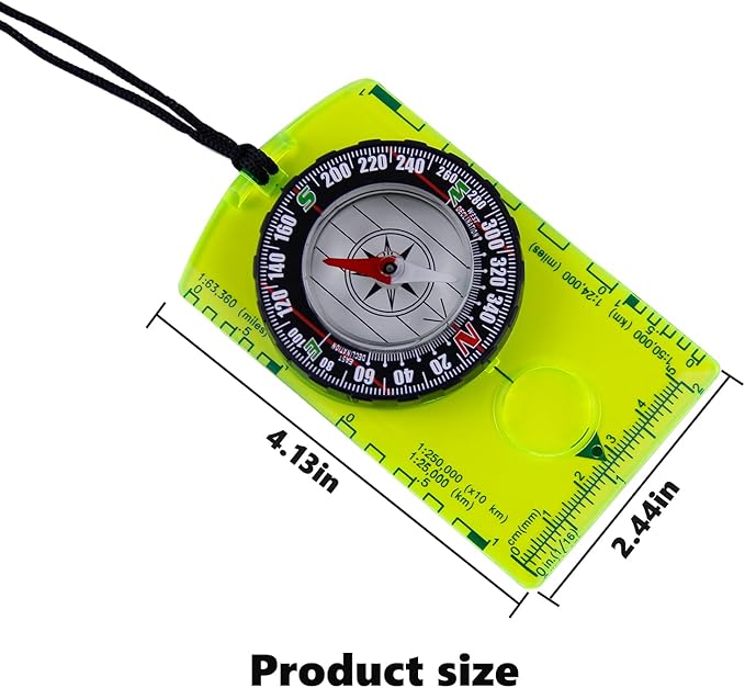 Abvsdu 2 Pieces Orienteering Compass, Superior Hiking Survival Compass for Kids, Hiking Backpacking Compass Scouts Navigation Compass Waterproof Map Reading Compass for Outdoor Camping, ‎Green