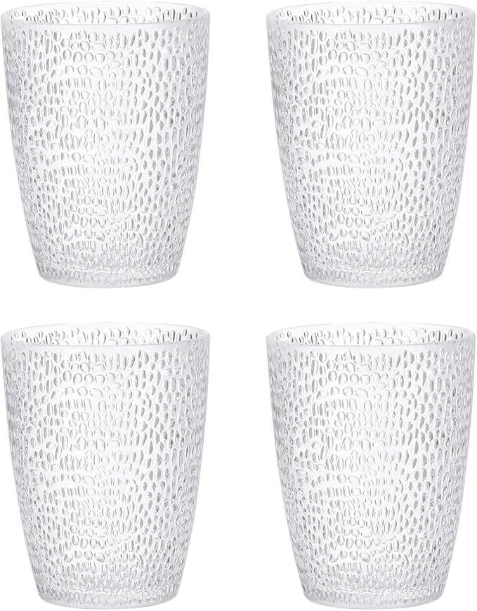 uxcell 10oz Acrylic Drinking Glasses, 4Pcs Plastic Reusable Tumblers Drinkware Unbreakable Water Glasses Cup Stackable & Dishwasher Safe for Home Outdoors Restaurant, Transparent