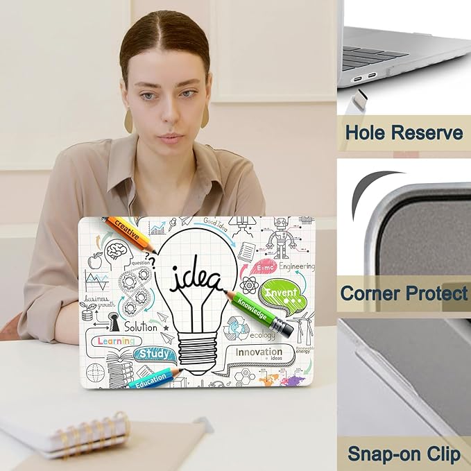 Laptop Cover for MacBook Air 11 inch Case 2015-2010 Release (Model A1465 A1370),Anti-Cracking Plastic Hard Shell Case & Keyboard Cover for Apple Mac Air 11.6",Science Bulb