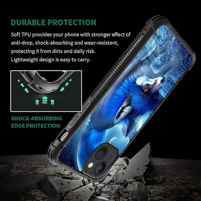 for iPhone 13 Case, Snowy Mountain Fox Lake Pattern Graphic Design Girl Boy Soft Silicone Hard Acrylic Shock Protection for iPhone 13