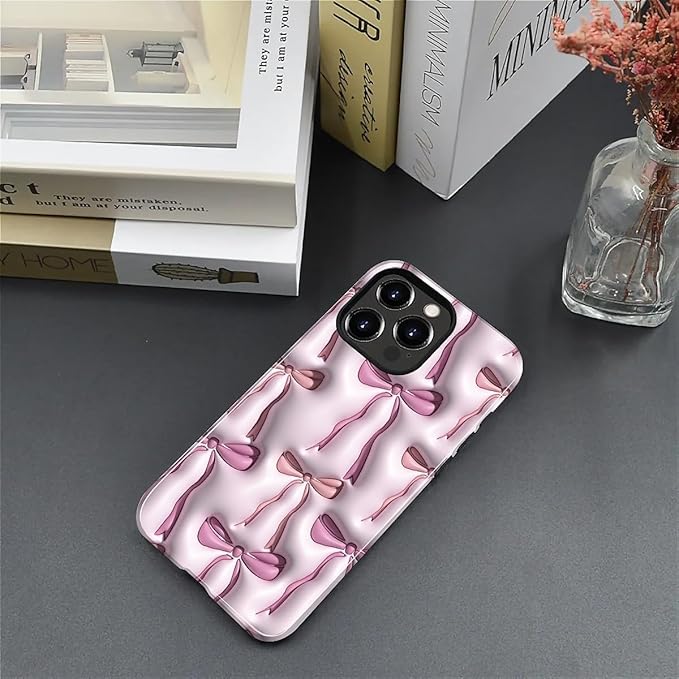 for iPhone 14 Pro Max Case,HL2 Abstract Ribbons Bows Hybrid 2 Layer Hard Shell Silicone Protective Pattern Design Case