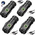 UNROEVS Mini Flashlight 2550 Lumens Rechargeable USB C Charging, Small High Lumens 5 Modes Pocket Flash Light with Clip, Magnetic for EDC, Camping, Hiking, Emergency (4 Pack)