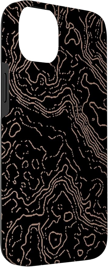 Topography Black & Brown Abstract Pattern Topographic Map Case for iPhone 14 Plus