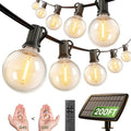 addlon 200FT Solar String Lights for Outside G50 Waterproof with USB Port Solar Patio Lights Outdoor Solar Powered LED Bulbs 3 Light Modes for Backyard Porch Garden Market Bistro Camping