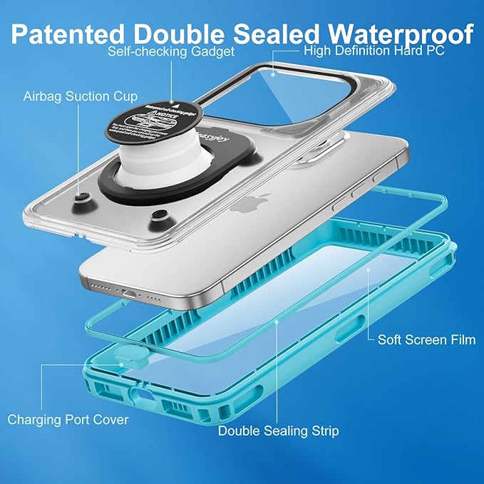 Beasyjoy Waterproof Phone Case, Underwater Phone Case for Snorkeling, Universal IPX8 Diving Pouch with Lanyard for iPhone Samsung Google Moto Series-[NOT Fit Snugly] [Touchscreen Operated Only]- Blue