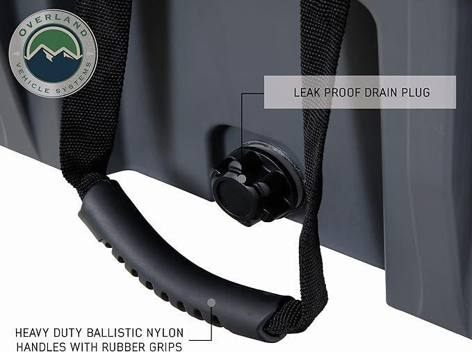 Overland Vehicle Systems 40100001 Dark Gray 53 QT Dry Box Storage with Drain, and Bottle Opener | Waterproof Seal | Heavy-Duty Latches and Nylon Handles | Keeps Gear Safe, Dry and Organized