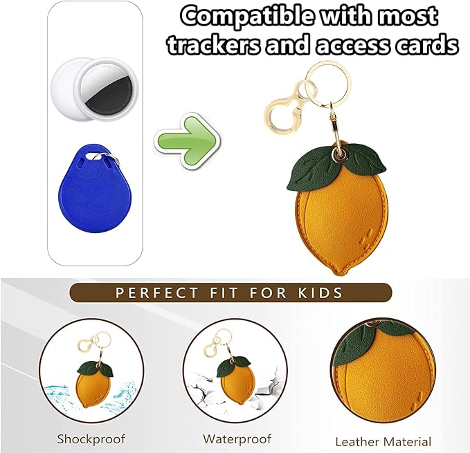 Leather Keychain Holder Case Compatible with AirTag,Cute air tag Cover with Keychain Ring,GPS Tracker Case for Keys